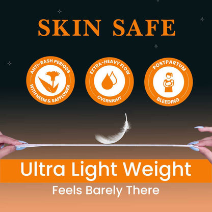 everteen Relax Nights Ultra Overnight XXXL Sanitary Pads, Neem, Safflower, Dermatologically Tested, Heavy Flow, Postpartum Care - 30 Pads (410mm)