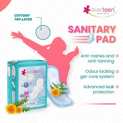 everteen XXL Sanitary Pads Enriched with Neem and Safflower - 40 Pads, 320mm