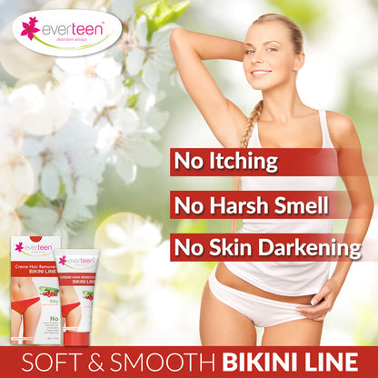 everteen Value Combo - Bikini Line Hair Removal Creme SILKY and Witch Hazel Intimate Wash 105ml for Moms - everteen