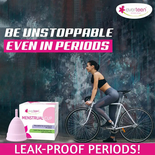everteen Menstrual Cup for Periods | Odor-Free, Rash-Free, No Leakage | 12-Hour Protection | Reusable For Up To 10 Years | Medical-Grade Silicone | Free Pouch | Sanitary Cup for Feminine Hygiene