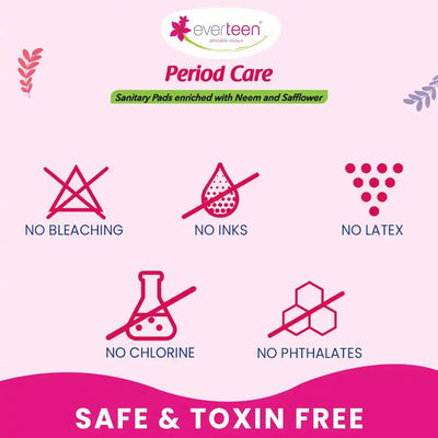 everteen XXL Neem-Safflower Sanitary Pads with Double Wings - 40 Pads, 320mm - everteen