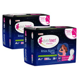 everteen XXL Relax Nights Ultra Thin 40 Sanitary Pads with Neem and Safflower, Menstrual Cramps Roll-On Inside Pack - everteen