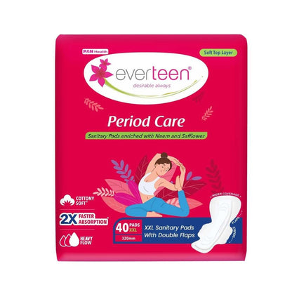 Subscribe to everteen Period Care XXL Soft 40 Sanitary Pads with Double Flaps, Neem, Safflower