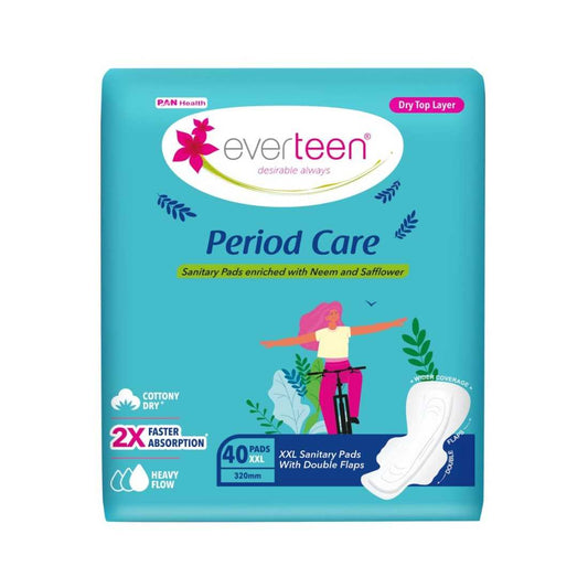 Subscribe to everteen Period Care XXL Dry 40 Sanitary Pads with Double Flaps, Neem, Safflower