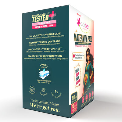 everteen Maternity Pads with Neem and Safflower for Extra Heavy Flow Postpartum Care - 10 Pads