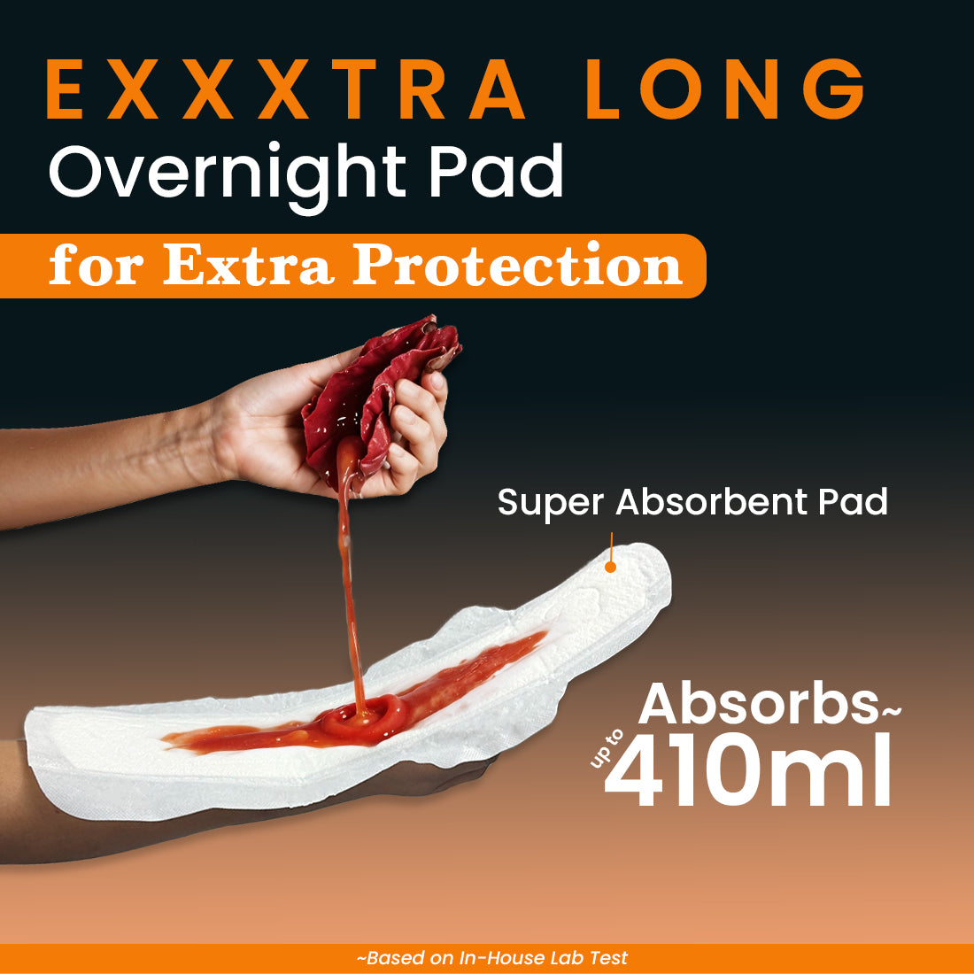 everteen Relax Nights Ultra Overnight XXXL Sanitary Pads, Neem, Safflower, Dermatologically Tested, Heavy Flow, Postpartum Care - 30 Pads (410mm)