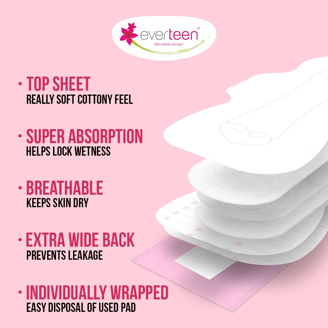 Subscribe to everteen Period Care XXL Soft 40 Sanitary Pads with Double Flaps, Neem, Safflower