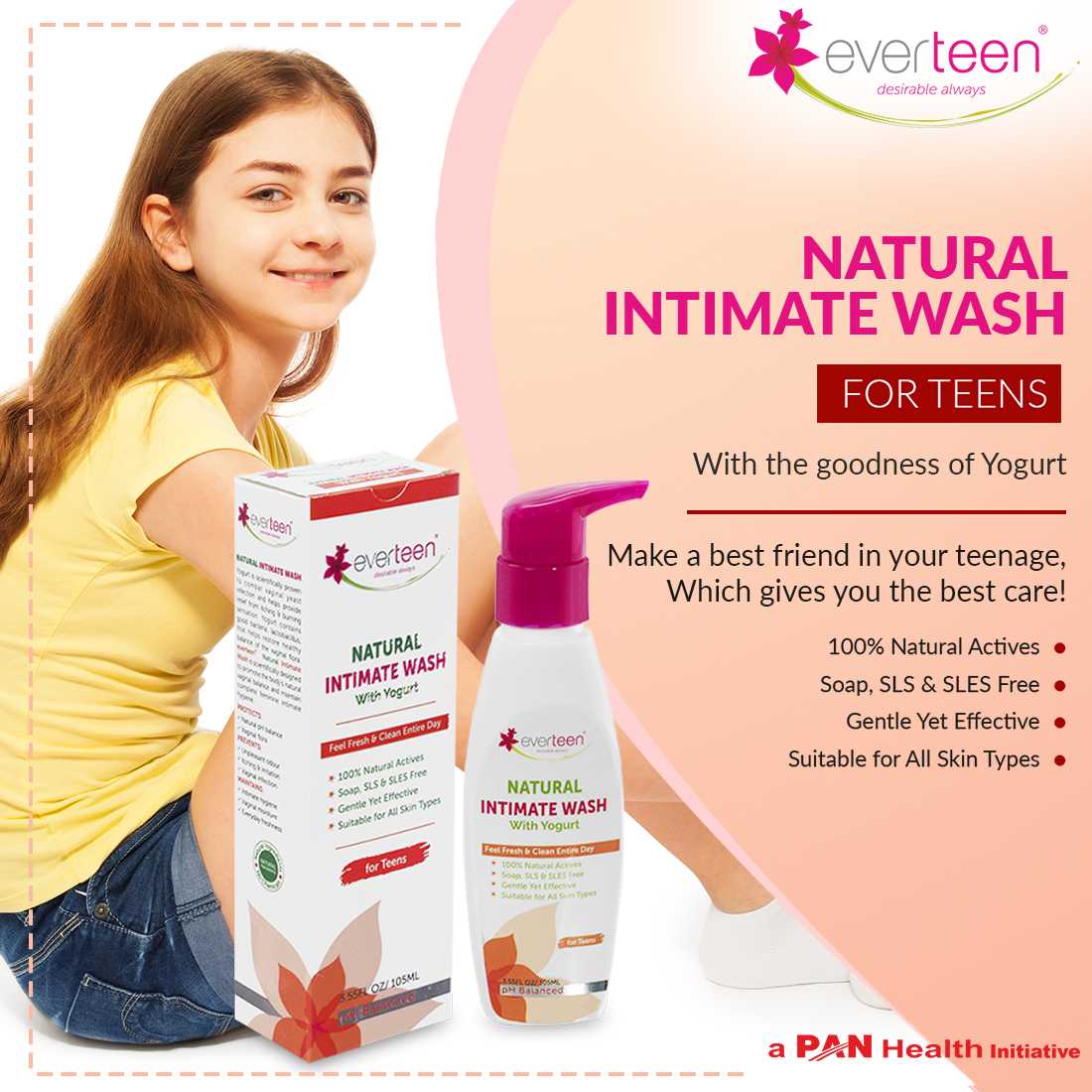 everteen Yogurt Natural Intimate Wash for Feminine Intimate Hygiene in Teens - everteen