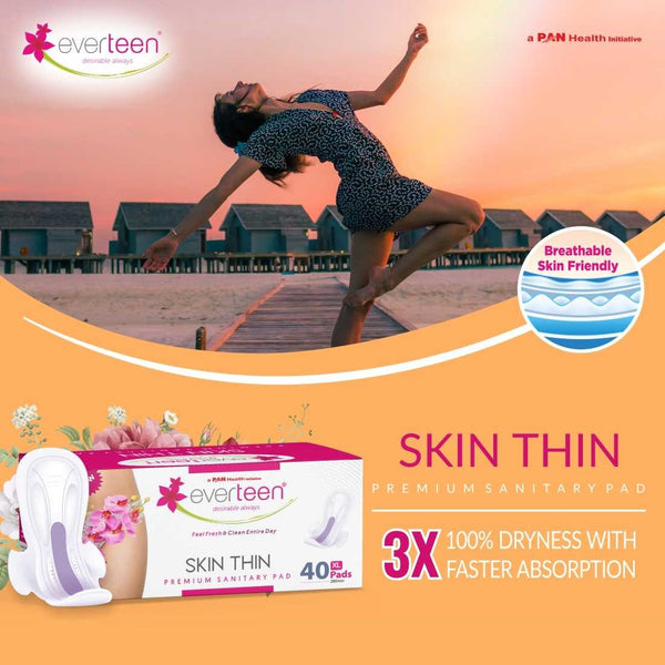 everteen SKIN THIN Premium XL Sanitary Pads Mega Pack for Periods in Women - 40 Pads (280mm) - everteen