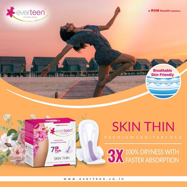 everteen SKIN THIN Premium XL Sanitary Pads for Periods in Women - 4 Packs (7 Pieces Each, 280mm) - everteen