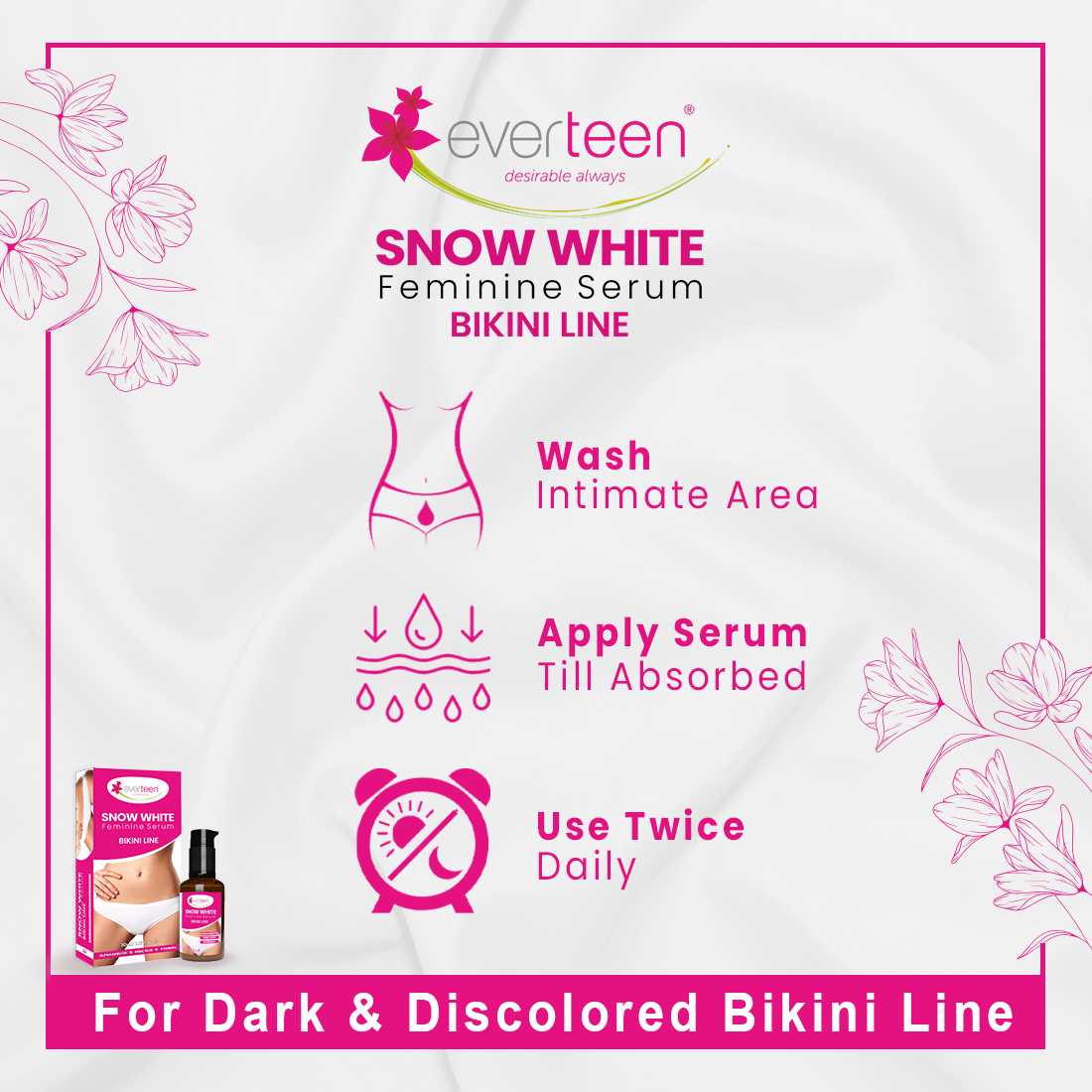 everteen Snow White Feminine Serum Bikini Line for Women - 30ml - everteen