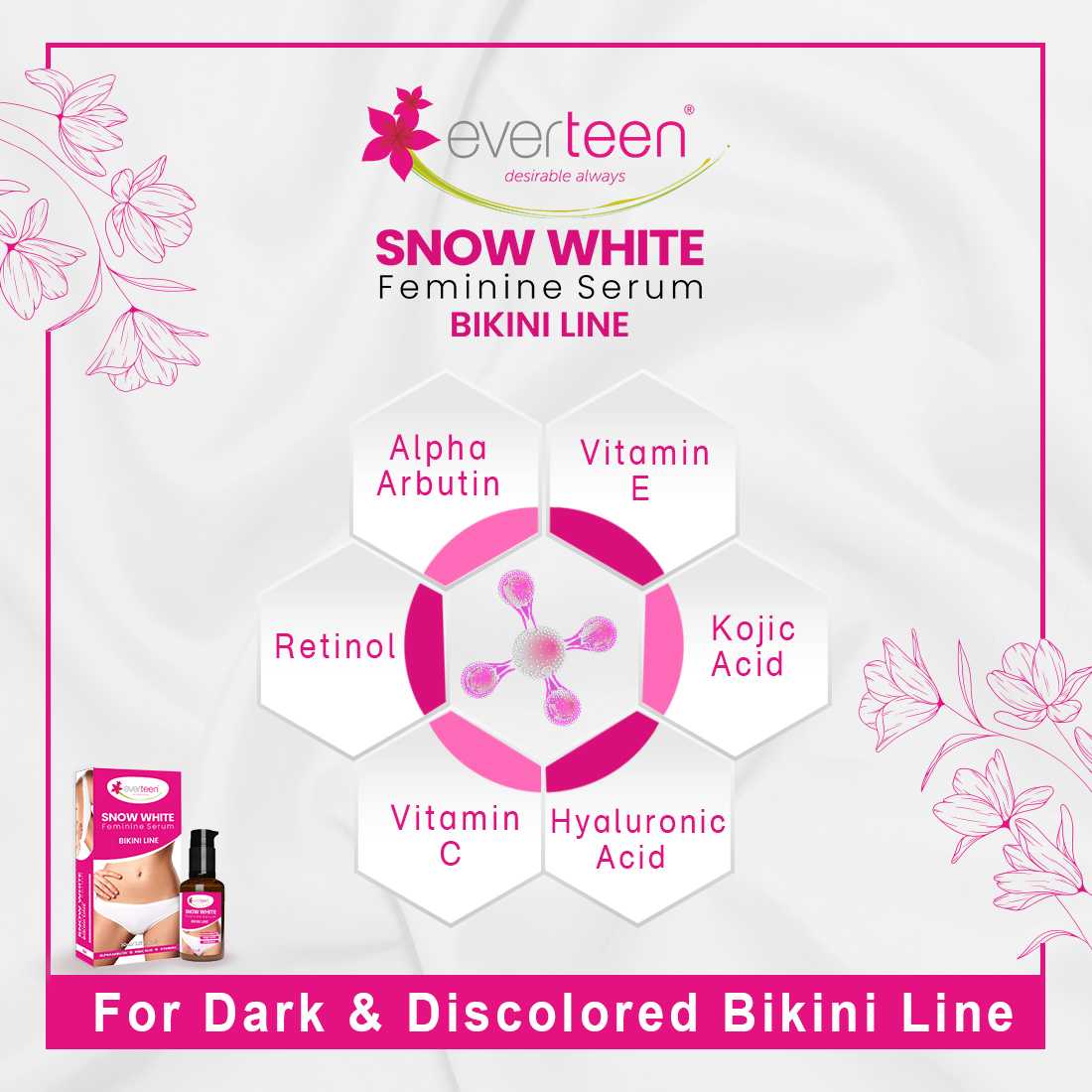 everteen Snow White Feminine Serum Bikini Line for Women - 30ml - everteen