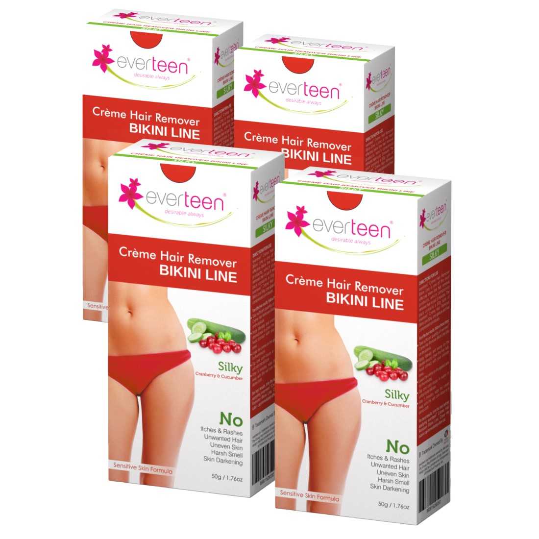 everteen SILKY Bikini Line Hair Remover Creme with Cranberry and Cucumber - everteen